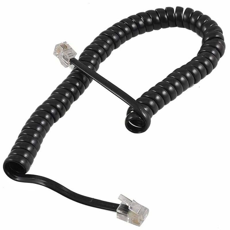 Telefon Spiral Kablo Siyah Masa Üstü Telefon Ahize Kablosu Jacklı Tak Çalıştır 4P 4C