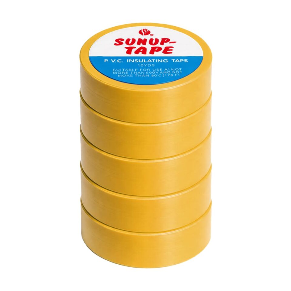Sunup SN-27921 Sarı 0.13X18mm İzole PVC Elektrik Yalıtım Bant (5'Li Paket)