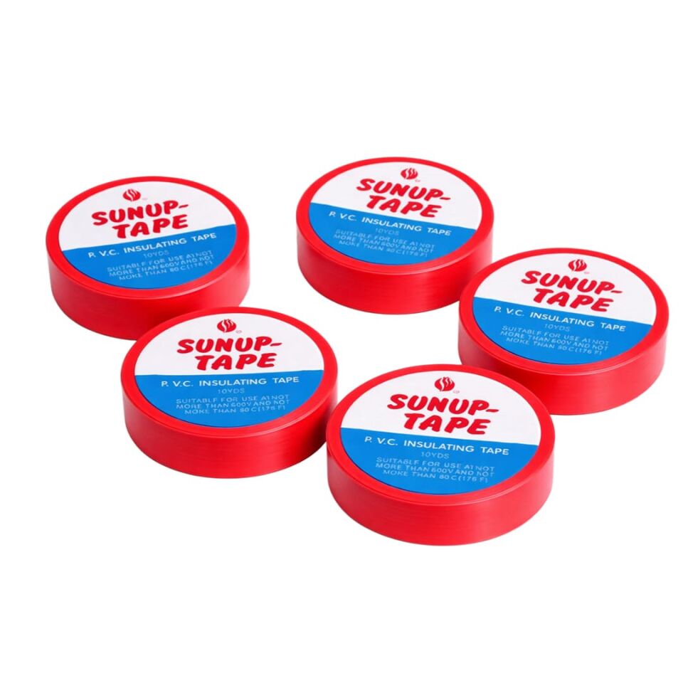 Sunup SN-27920 Kırmızı 0.13X18mm İzole PVC Elektrik Yalıtım Bant 5'Li Paket Elektrikci bandı