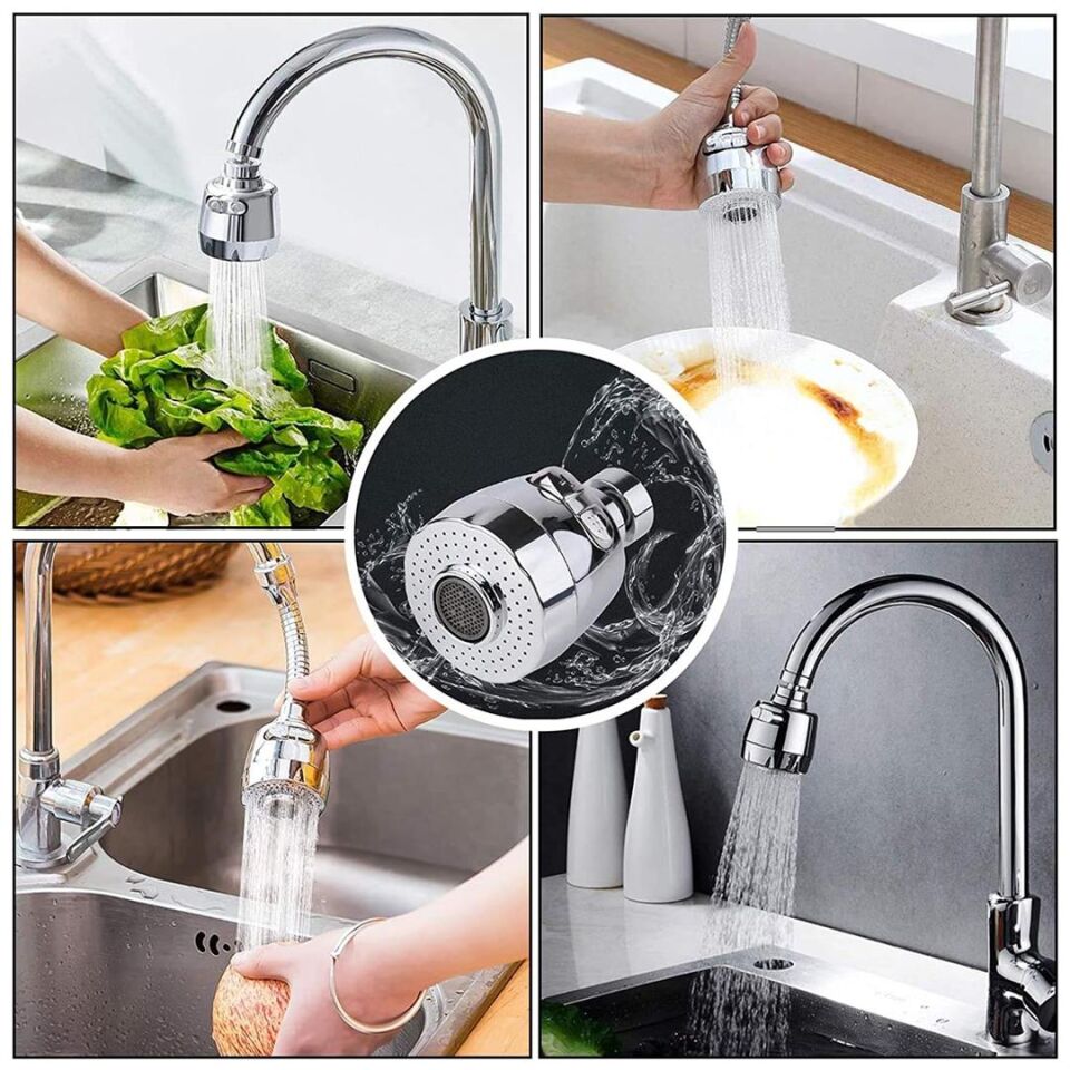 Ayt Sunup SN-27114 2 Kademeli Su Tasarruflu Musluk Başlığı 360 Derece 80x52x22mm