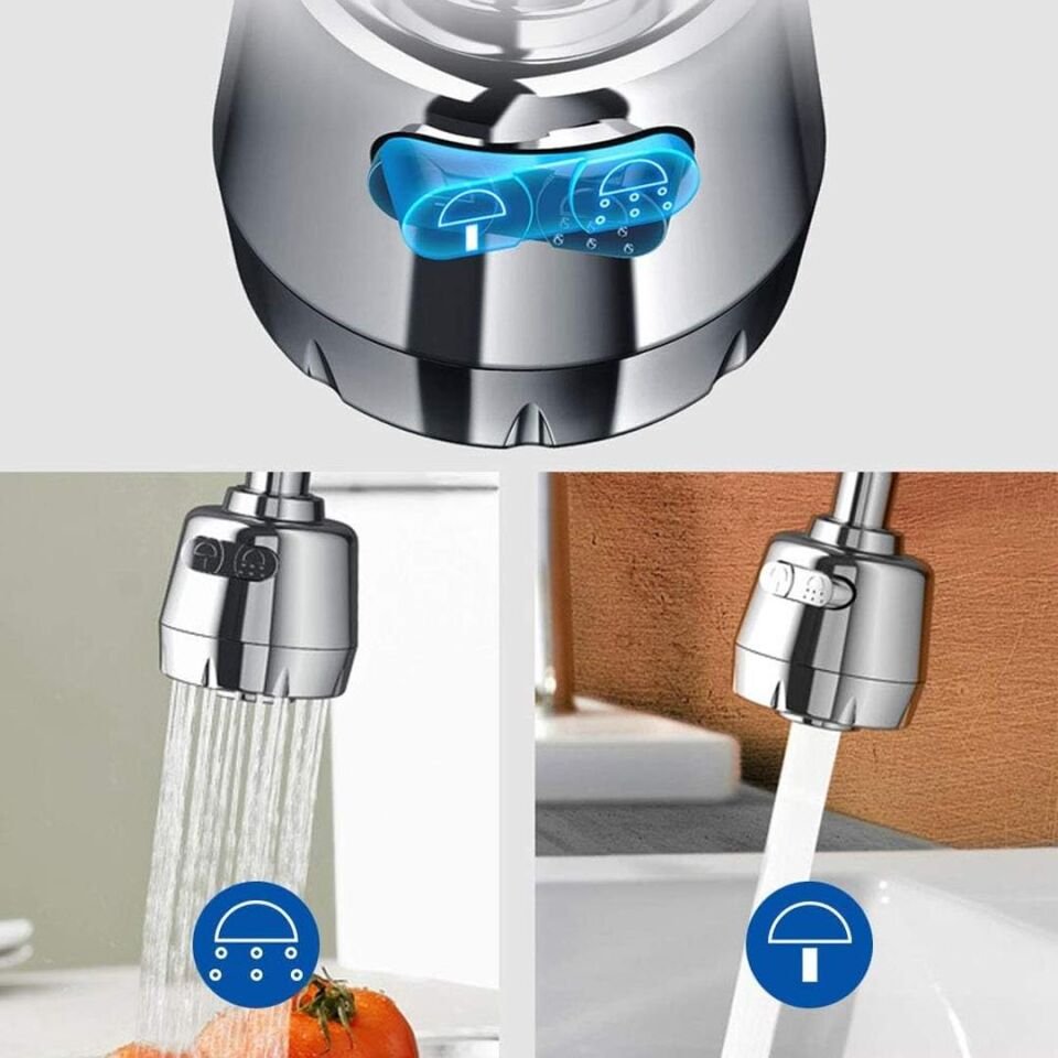 Ayt Sunup SN-27114 2 Kademeli Su Tasarruflu Musluk Başlığı 360 Derece 80x52x22mm