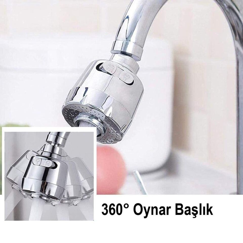 Ayt Sunup SN-27114 2 Kademeli Su Tasarruflu Musluk Başlığı 360 Derece 80x52x22mm