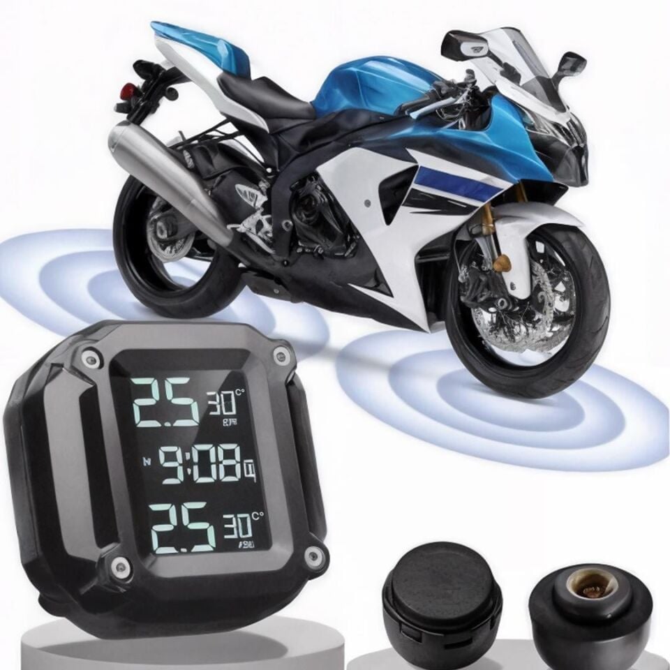 Powermaster Pm-28656 Motosiklet Kablosuz Lastik Basınç Hava ve Sıcaklık İzleme Sistemi Cihazı TPMS