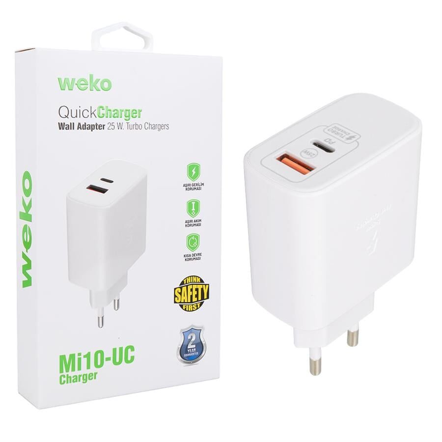 Weko WK-21446 25 Watt Telefon Şarj Adaptörü Usb Type-c Cep Telefonu Şarj Adaptörü