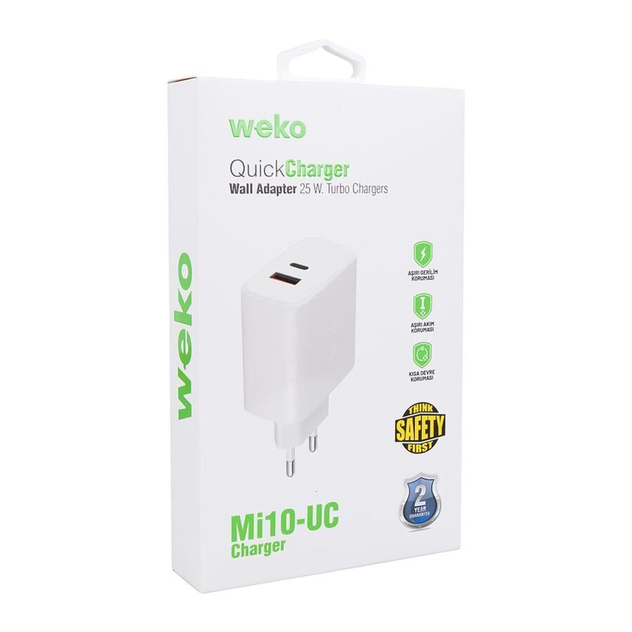 Weko WK-21446 25 Watt Telefon Şarj Adaptörü Usb Type-c Cep Telefonu Şarj Adaptörü