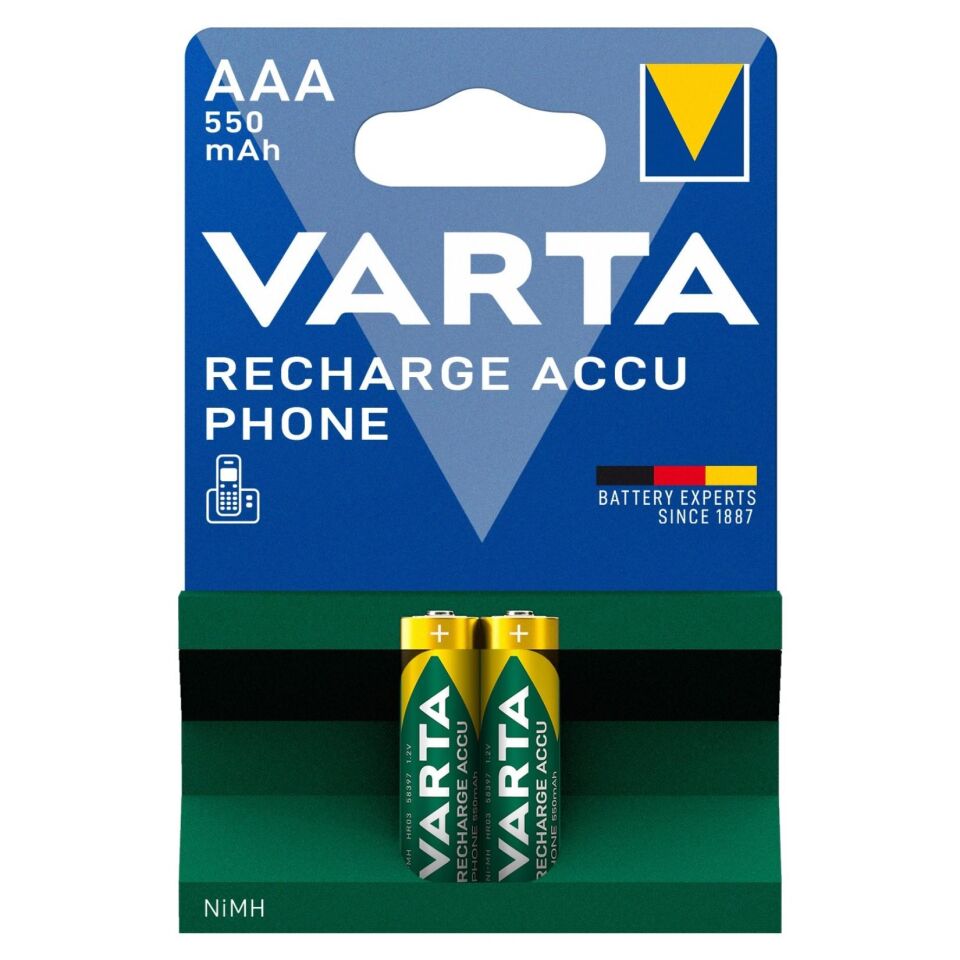 Varta 56663 NI-MH 1.2 Volt 550 Mah HR03 AAA Şarjlı 2'li İnce Kalem Pil