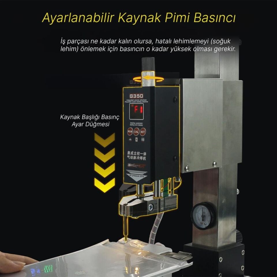 Glitter G350 Pnömatik Profesyonel Otomatik Pil Puntalama Kaynak Makinesi Kaynak Başlığı Ve Kontrol Ünitesi Punto Makina