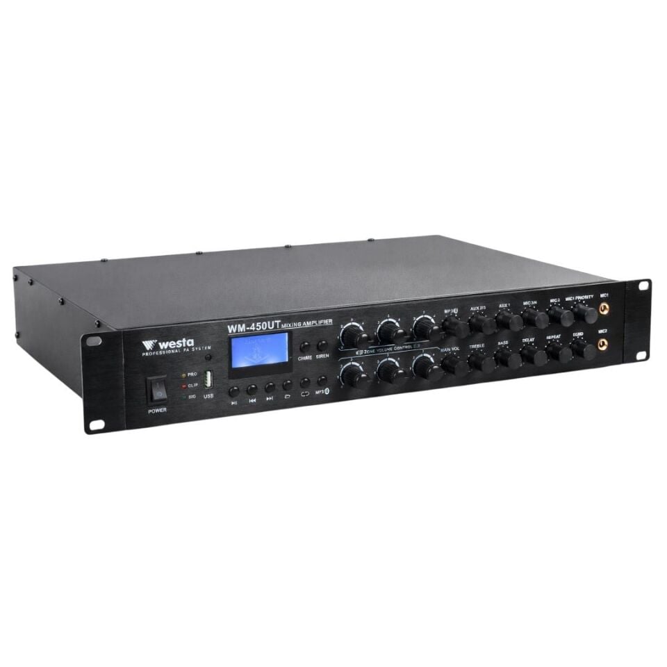 Westa WM-450UT 450W 6 Bölge Kontrollü Profesyonel Mikser Anfi Bluetooth, USB Ve Eko Destekli Hat Trafolu Güç Ünitesi
