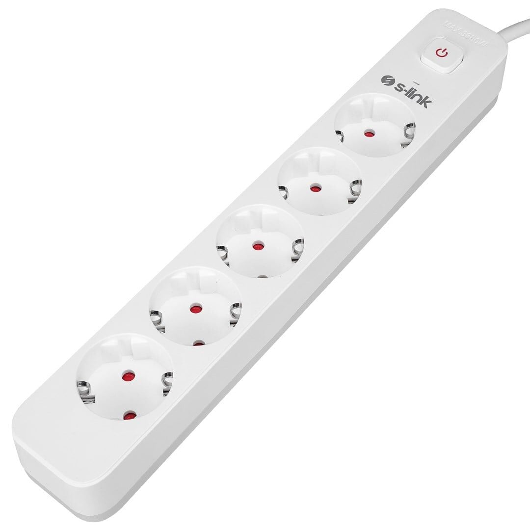 S-Link SPG501S 1.5 Metre Kablolu 750 Joule 1.5 Mm Anahtarlı 5'Li Akım Korumalı Priz