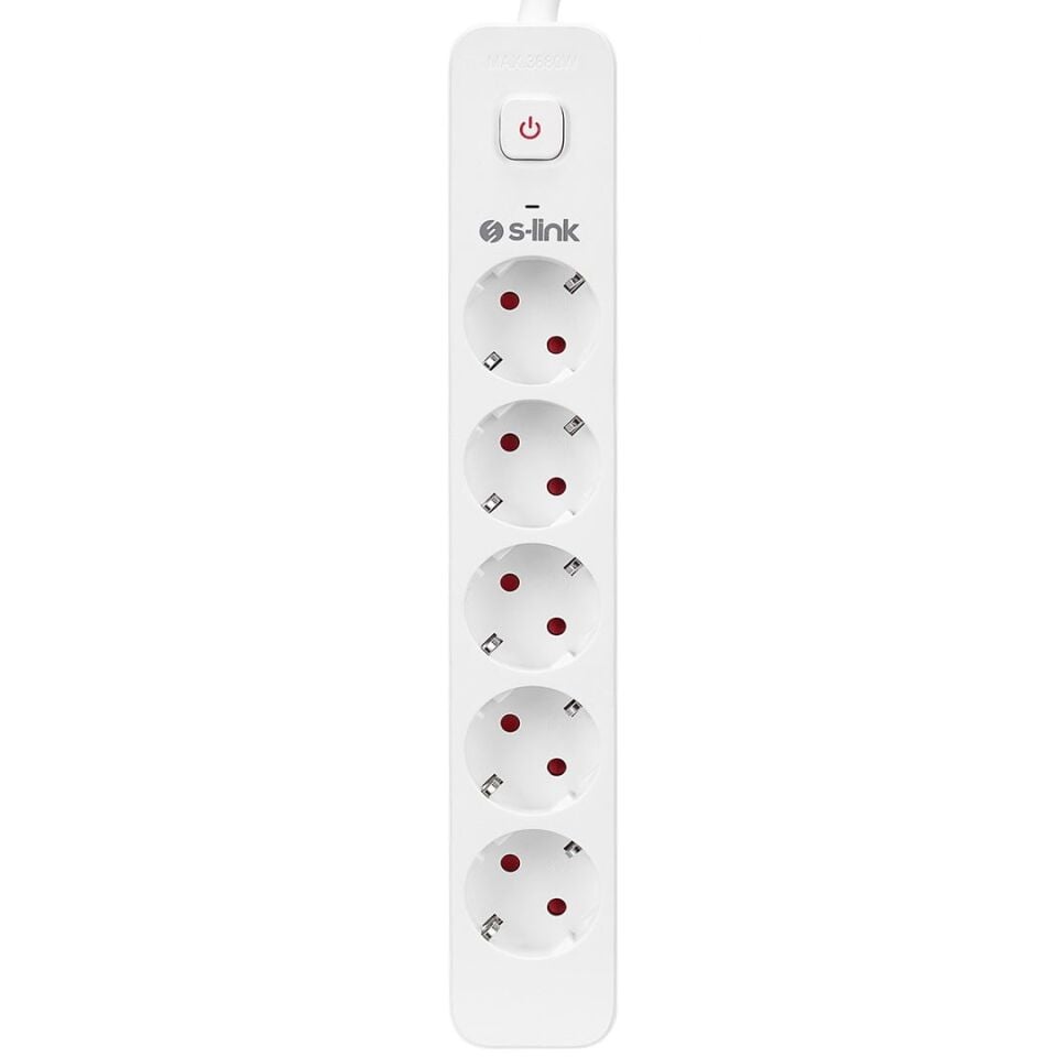 S-Link SPG501S 1.5 Metre Kablolu 750 Joule 1.5 Mm Anahtarlı 5'Li Akım Korumalı Priz