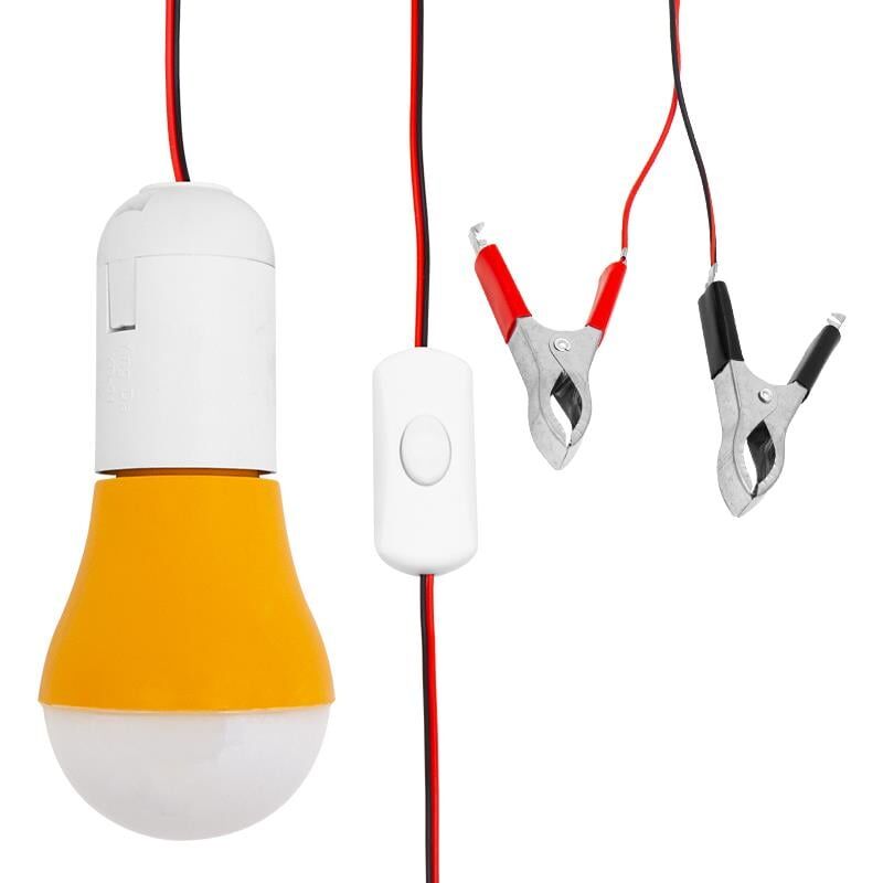 Ayt 12V Led Ampul Çakmaklıklı Akü Maşalı Krokodilli Kamp Lambası Tamirci Aydınlatma Led Aç Kapa Anahtarlı