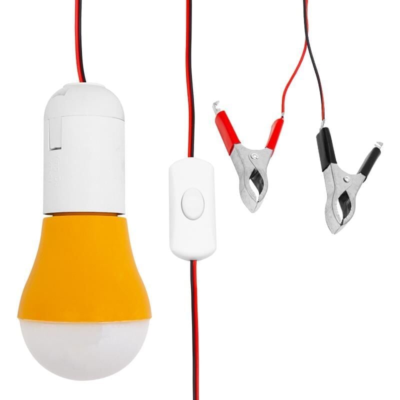 Ayt 12V Led Ampul Çakmaklıklı Akü Maşalı Krokodilli Kamp Lambası Tamirci Aydınlatma Led Aç Kapa Anahtarlı