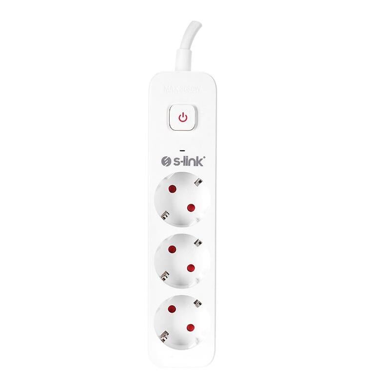 S-Link 1.5M 3'Lü Anahtarlı Akım Korumalı Priz 3X1.5Mm 750 Joule SPG301S