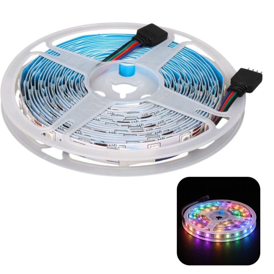 ZMR ZMR-603 RGB 12 Volt 3 Çipli 5050 İç Mekan Silikonsuz 60 Led 5 Metre Şerit Led
