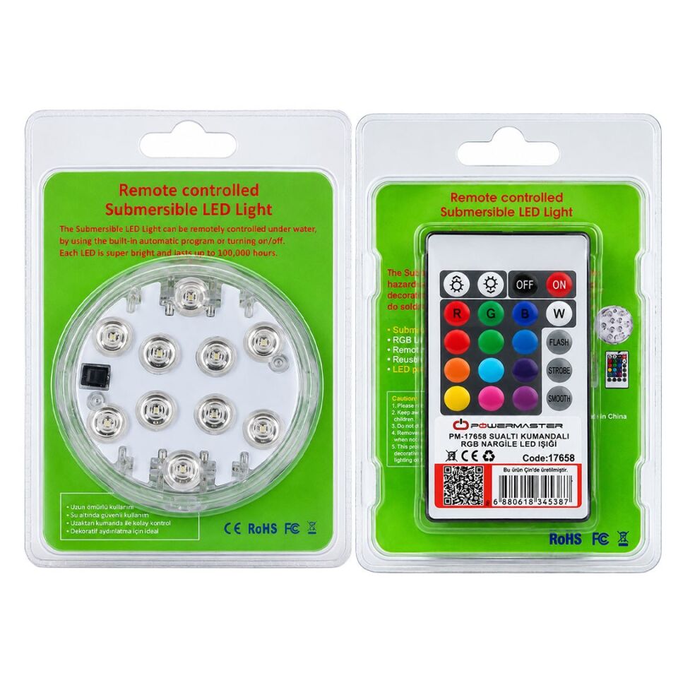 Powermaster Sualtı Kumandalı Rgb Nar Gile Led Işık Su Altı Aydınlatma Kumandalı Havuz Aydınlatması