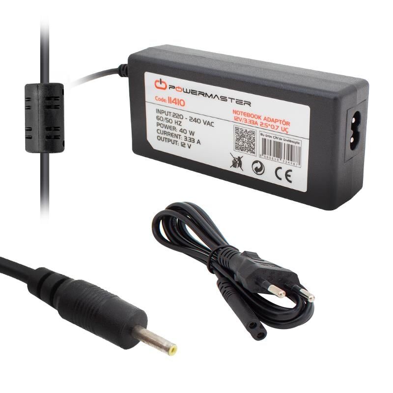 Powermaster 12 Volt 3.33 Amper Samsung 2.5 0.7 Mm Uç Notebook Laptop Adaptör Şarj Cihazı Aleti 12V-3.33A