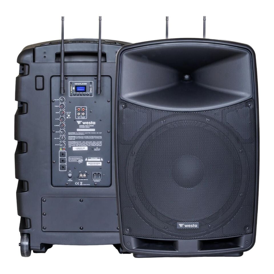 Westa WAP-15505 400W 2 Yollu Hoparlör Taşınabilir Kabin Hoparlör Ses Sistemi Bluetooth 2 Mikrofonlu