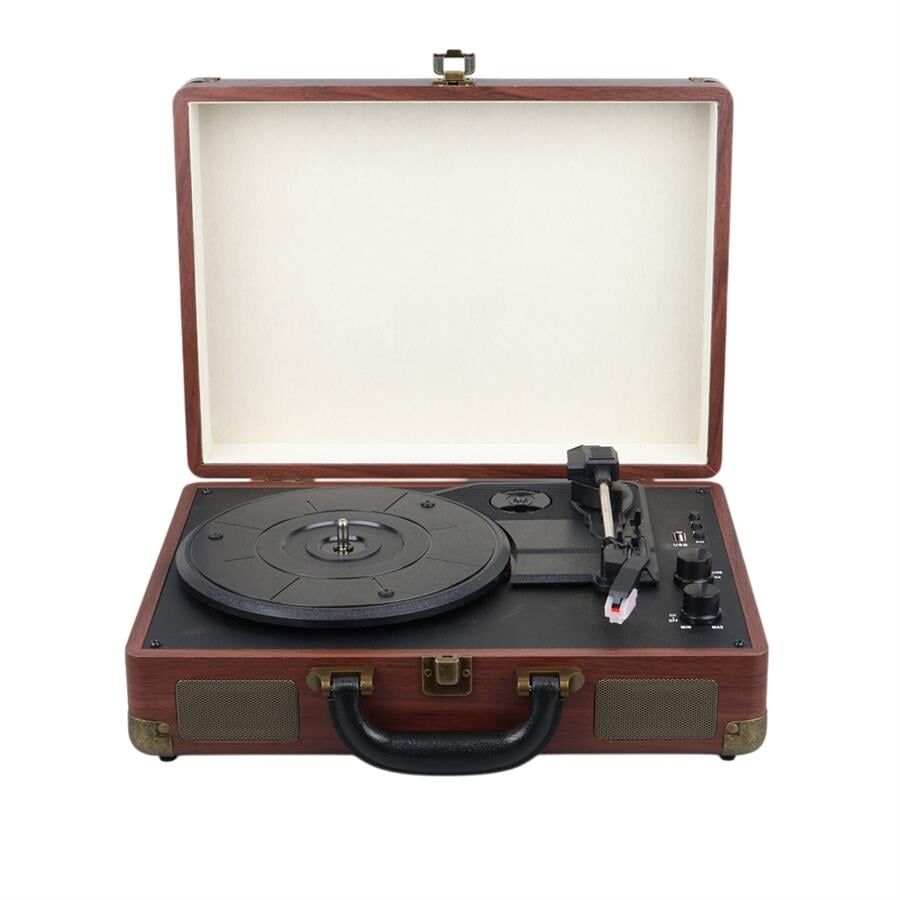 Ayt Magicvoice PU16 Retro Vintage Çanta Pikap Çalar Gramafon Radyo Bluetooth Usb Mp3 Çalar 35x26x12 Cm