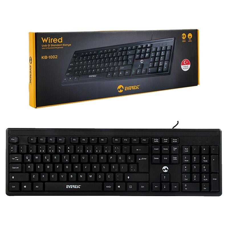 Everest KB-1002 Siyah USB F Standart Klavye Kablolu Usb Klavye