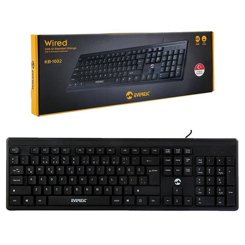 Everest KB-1002 Siyah USB Q Standart Klavye Kablolu Usb Klavye