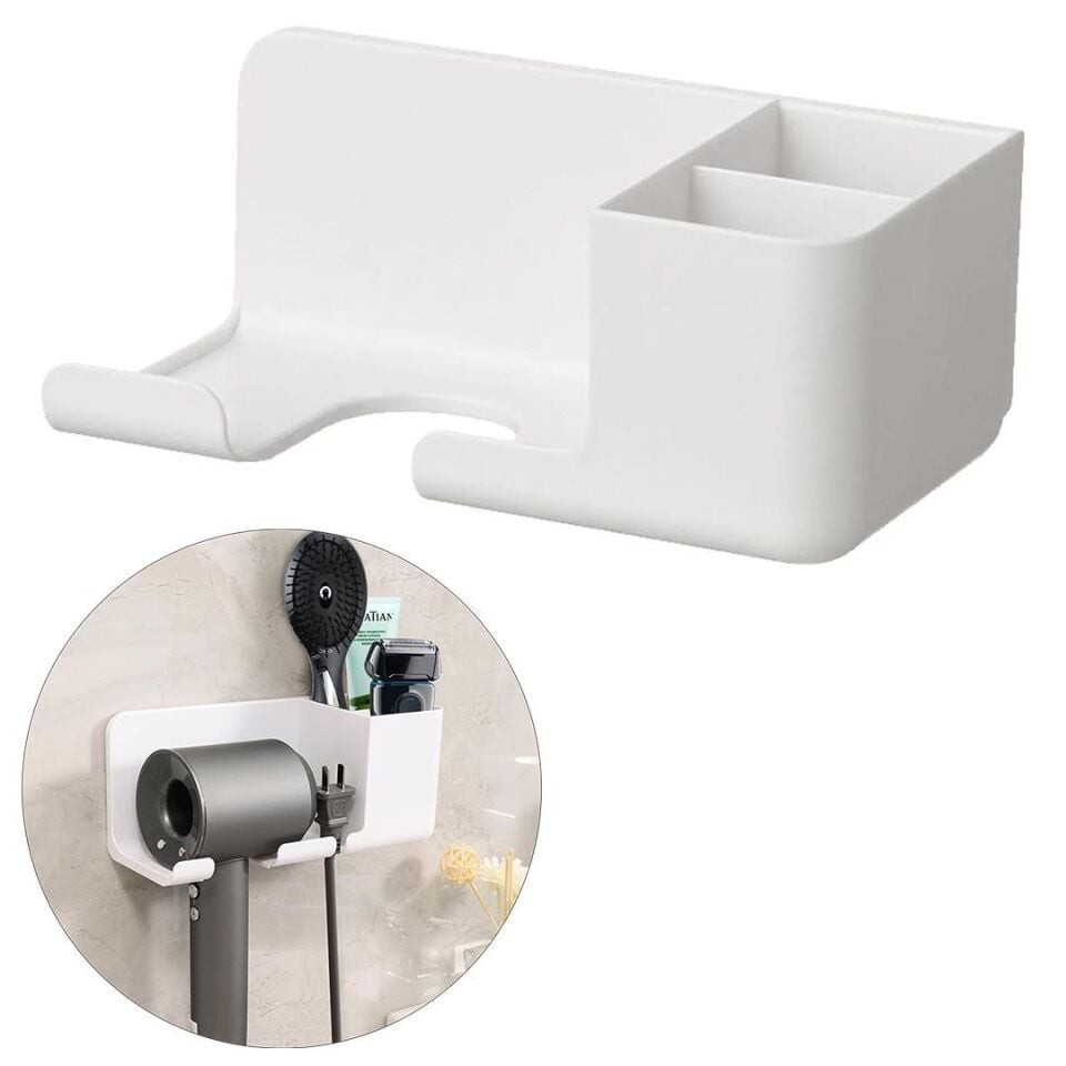 Ayt Sunup SN-27125 Banyo Rafı Sabunluk Diş Fırçası Saç Kurutma Makinesi 223x91x109mm Yapıştırma Ve Kancalı