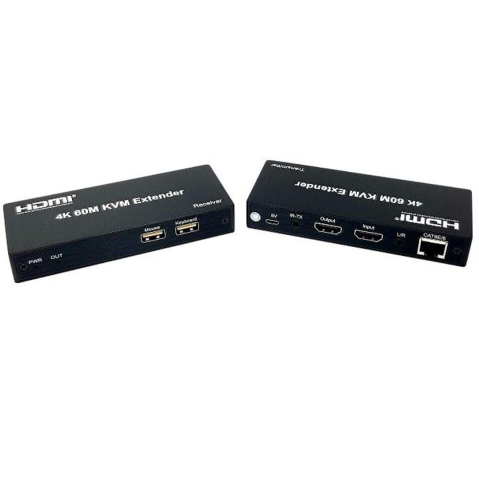 Novacom NVC-KVM60 4K 60 Metre HDMI+USB+IR To Cat6 Kvm Extender