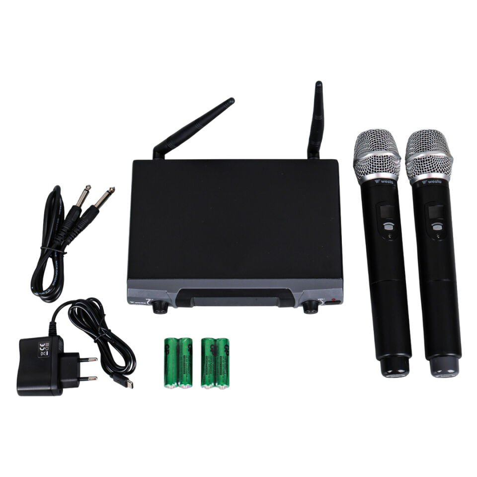 Westa WM-202H 1 Alıcı + 2 El Lavalier Kablosuz Uhf Mikrofon Seti