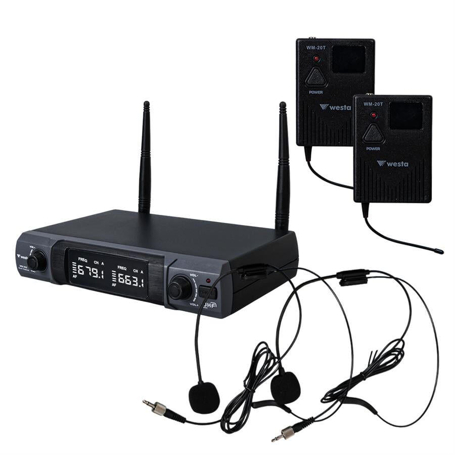Westa WM-202T 1 Alıcı + 2 Yaka Lavalier Kablosuz Uhf Mikrofon Seti
