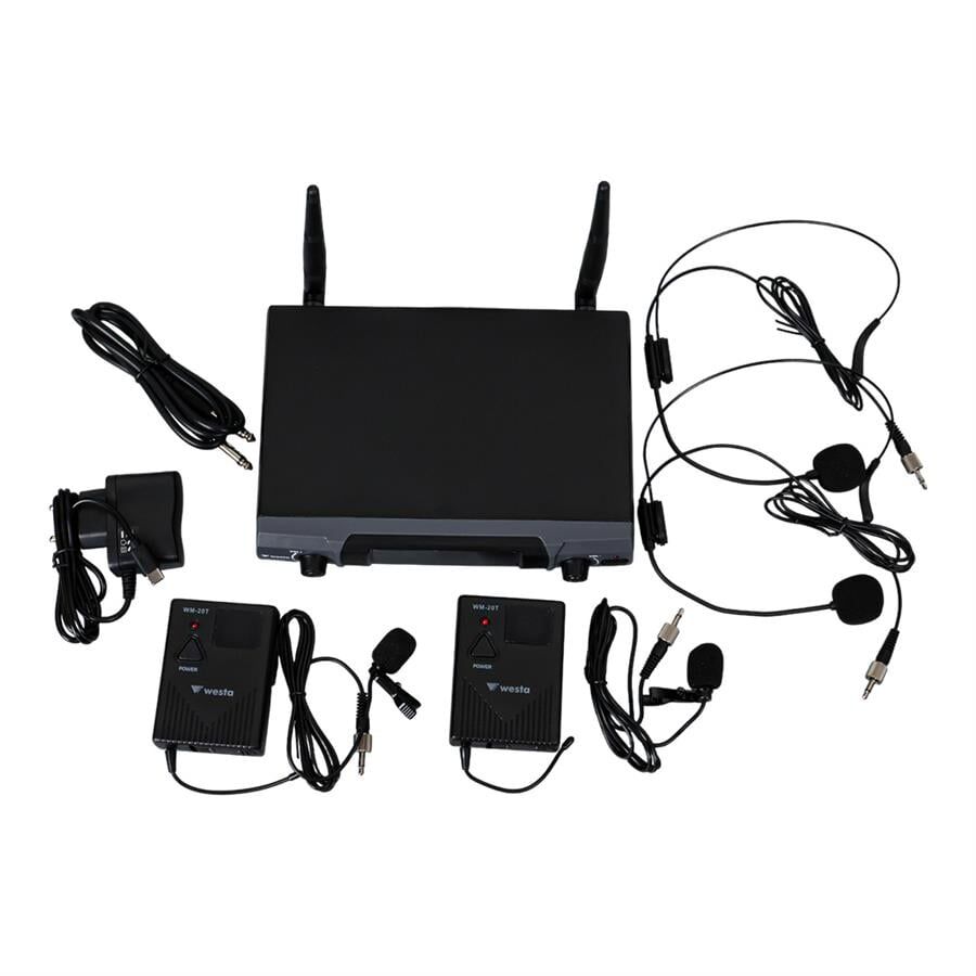 Westa WM-202T 1 Alıcı + 2 Yaka Lavalier Kablosuz Uhf Mikrofon Seti