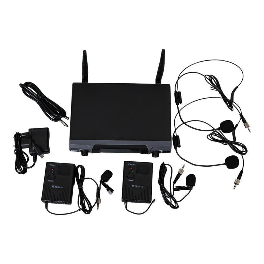 Westa WM-202T 1 Alıcı + 2 Yaka Lavalier Kablosuz Uhf Mikrofon Seti