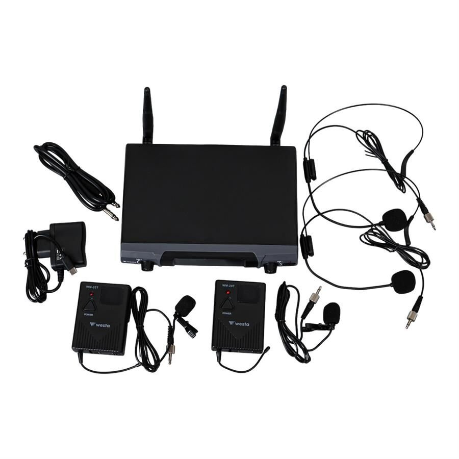 Westa WM-202T 1 Alıcı + 2 Yaka Lavalier Kablosuz Uhf Mikrofon Seti