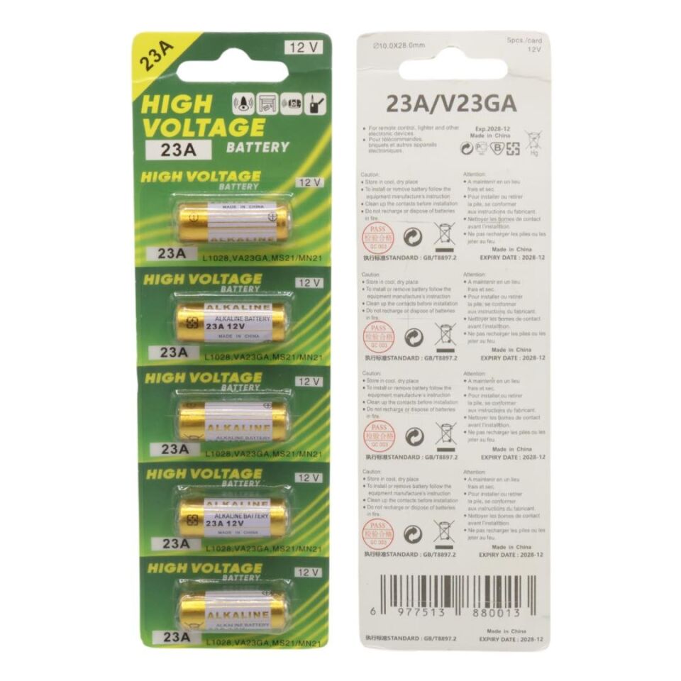 Ayt Powermaster LR23A 12 Volt Kalın 23A Alarm Kumanda Pili (5'Li Paket)