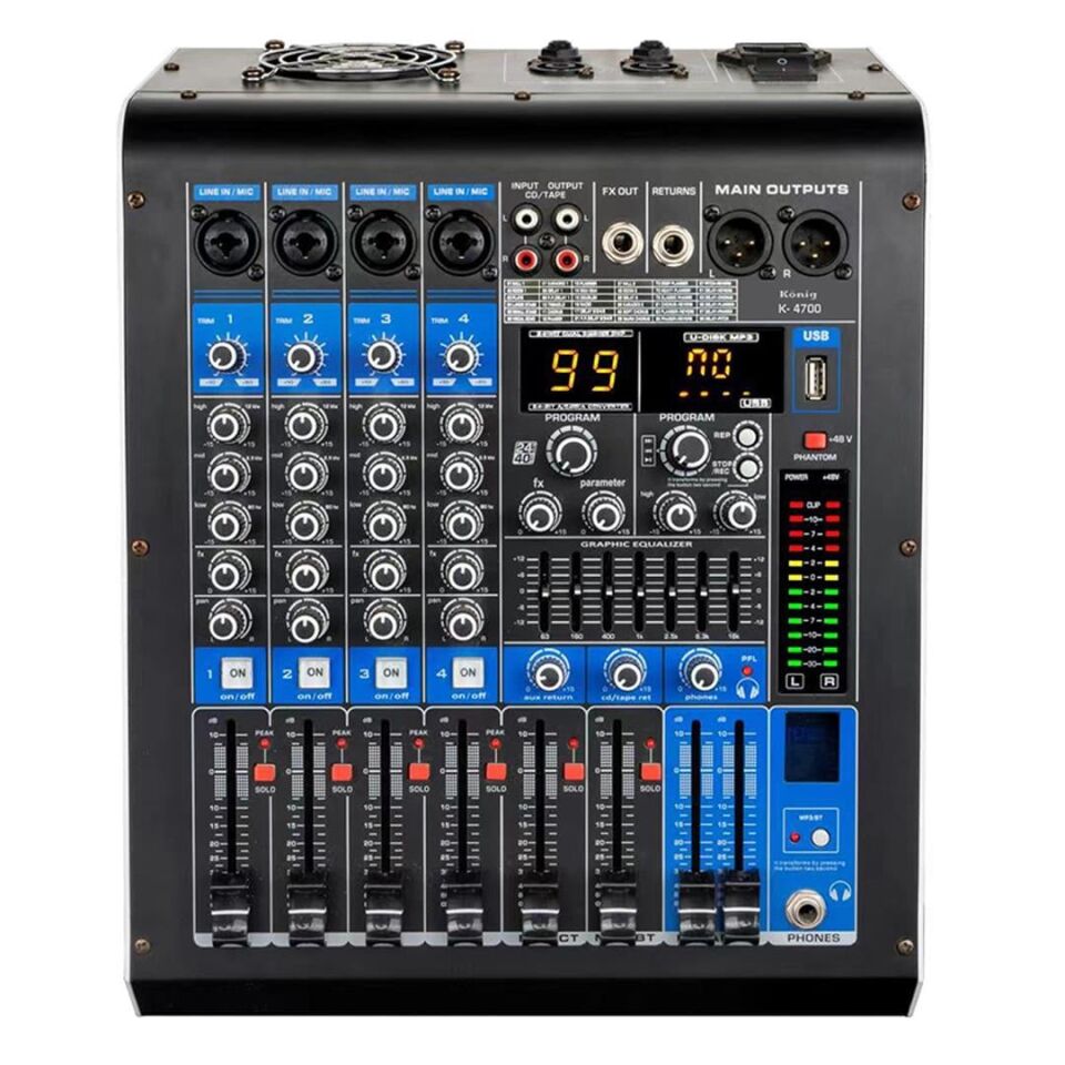 König Ka-4700 4 Kanal 2x350 Watt Usb Sd Kart Bluetooth Amfi Power Mixer Stüdyo Tipi Anfi