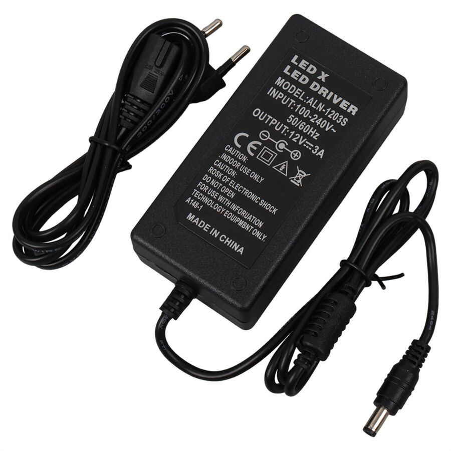 Powermaster PM-1980 12 Volt - 3 Amper - 36 Watt 5.5*2.5 Mm Uçlu Plastik Kasa Masaüstü Adaptör