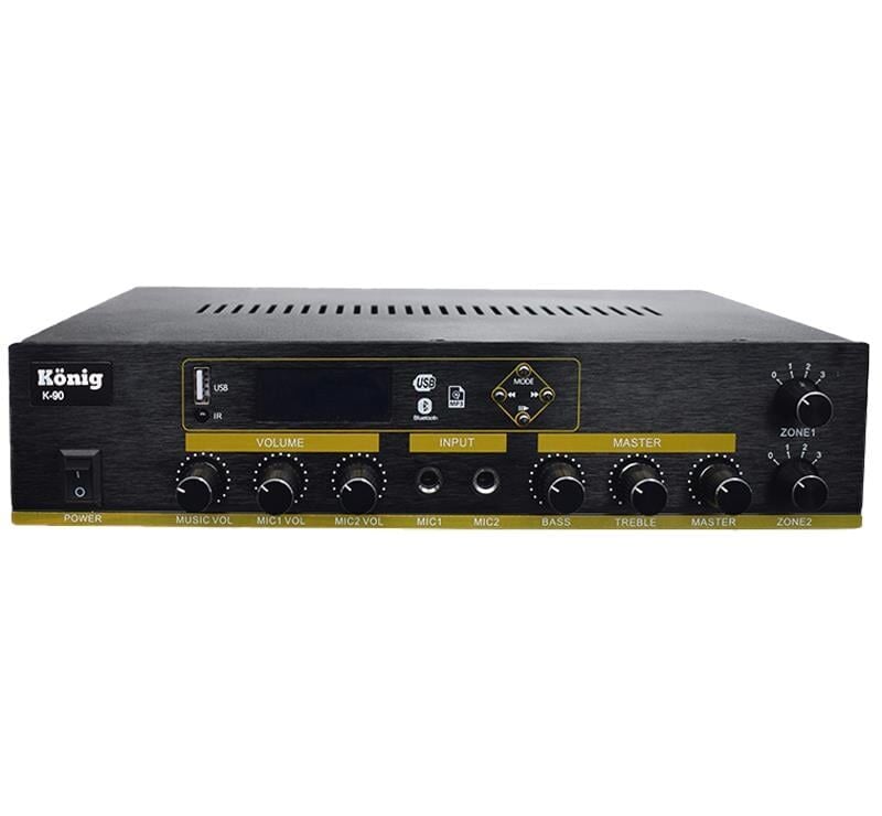 König k-90 100 Watt Anfi Usb Bluetooth 2 Bölgeli 2 Mikrofon Girişli Amfi