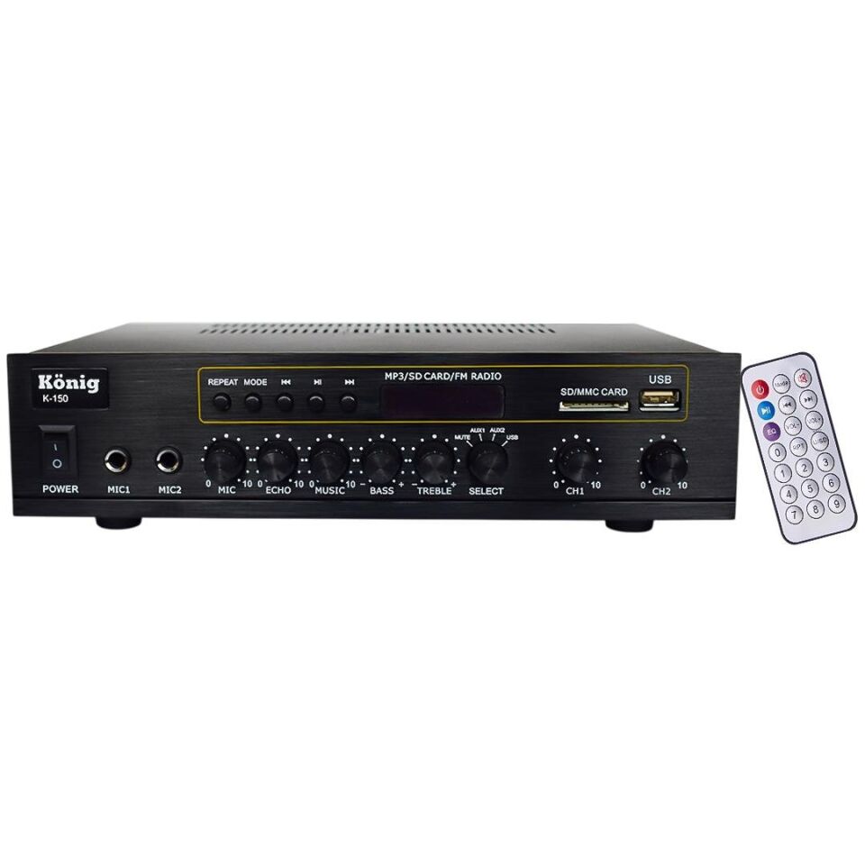 König K-150 2x80 Watt Usb Bluetooth Amfi 2 Mikrofon Girişli Trafosuz Anfi