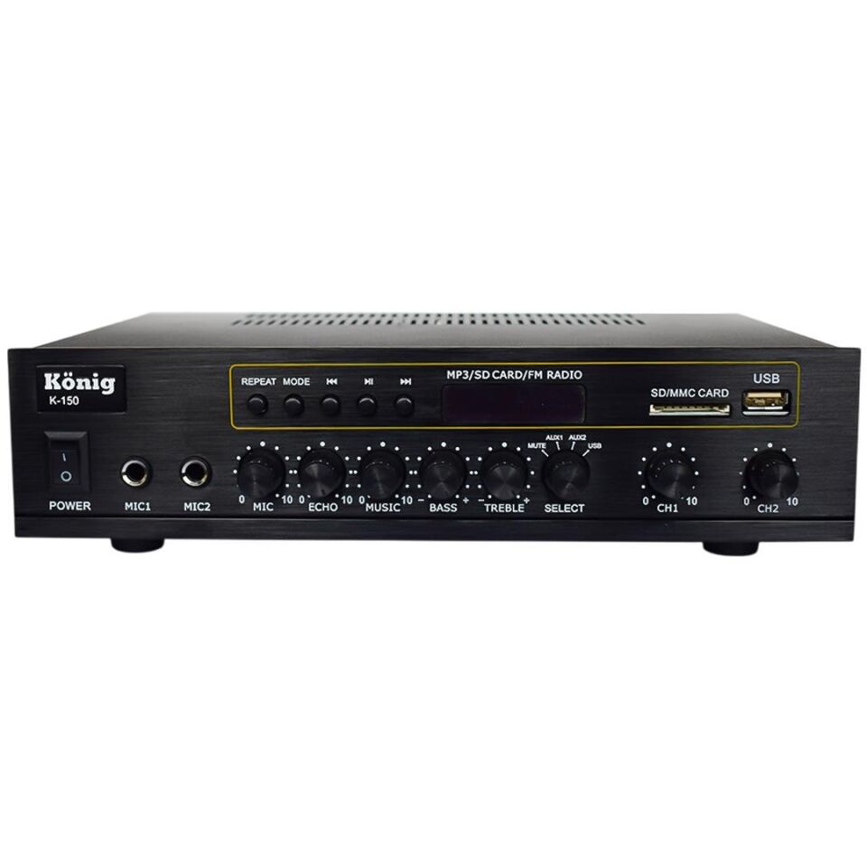 König K-150 2x80 Watt Usb Bluetooth Amfi 2 Mikrofon Girişli Trafosuz Anfi