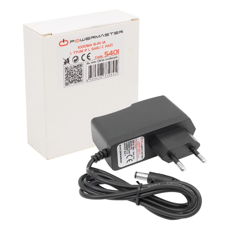 Powermaster PM-5401 8.4 Volt 1 Amper Lityum Pil Şarj Cihazı Adaptörü (5.5X2.5 Uç)