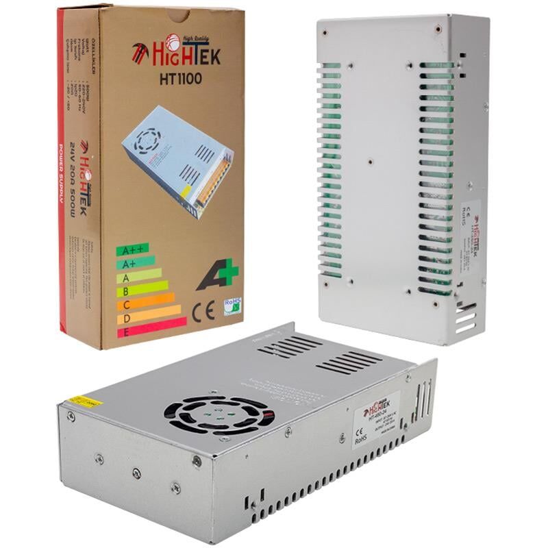 Ayt M-Power 24V 20A 500W Metal Kasa Adaptör 24 Volt 20 Amper Şerit Led Kamera Adaptörü