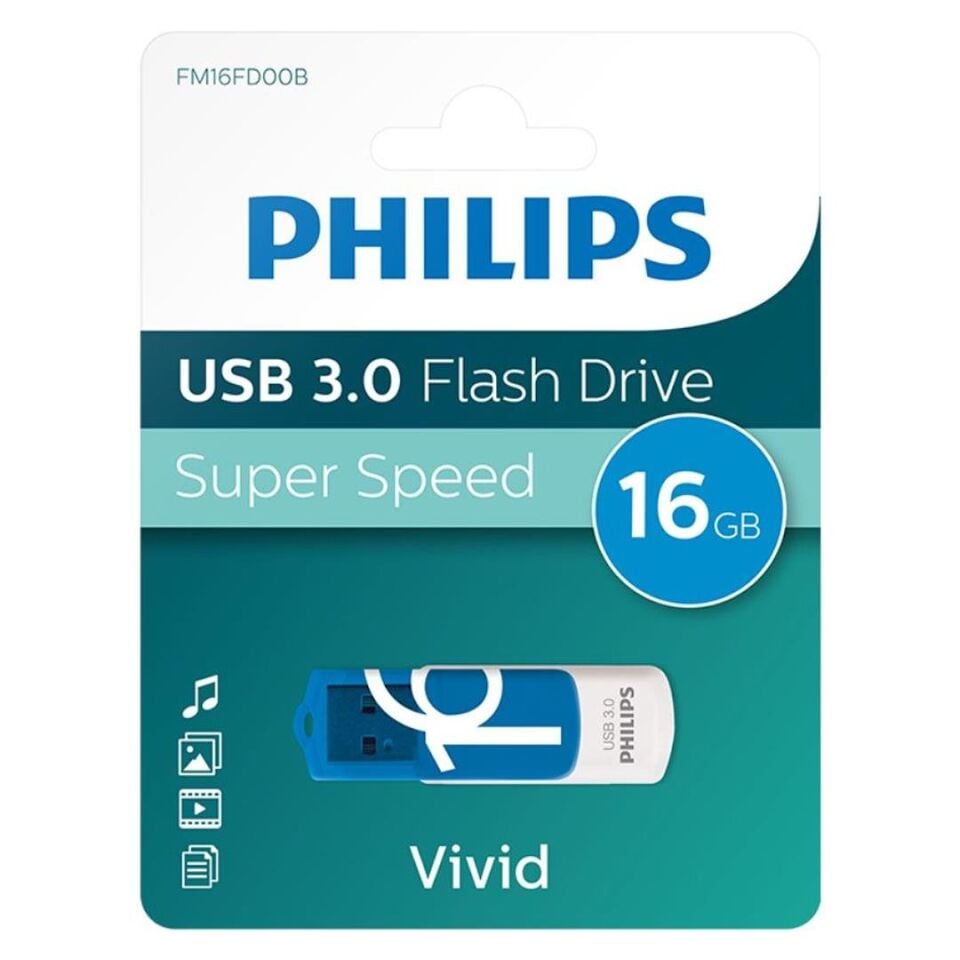 Philips Vivid Serisi 16GB USB 3.0 Super Speed Flash Bellek (FM16FD00B/00)