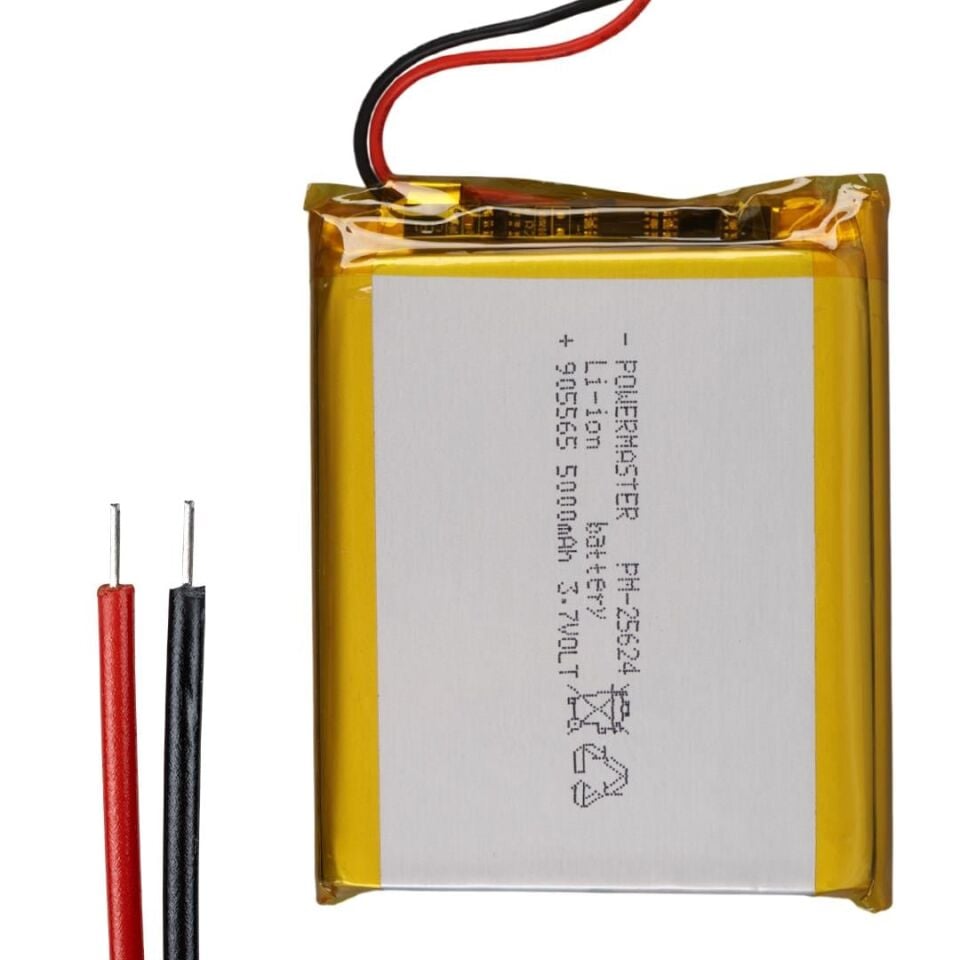 Powermaster PM-24411 3.7V 5.000Mah 905565 Soketsiz Lityum Polimer (Li-Po) Batarya Şarj Edilebilir Pil