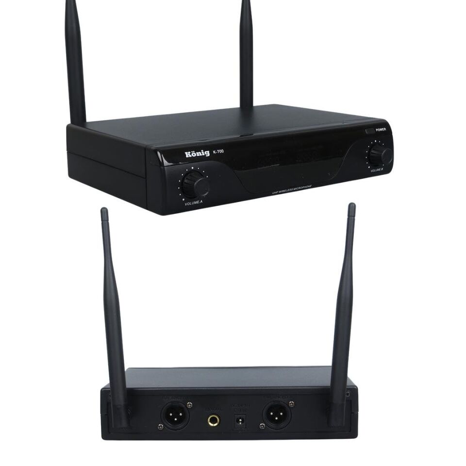 König K-700 E-E Profesyonel 663-694Mhz 2 El 2 Kanal Uhf 2X50 Kablosuz Telsiz Mikrofon