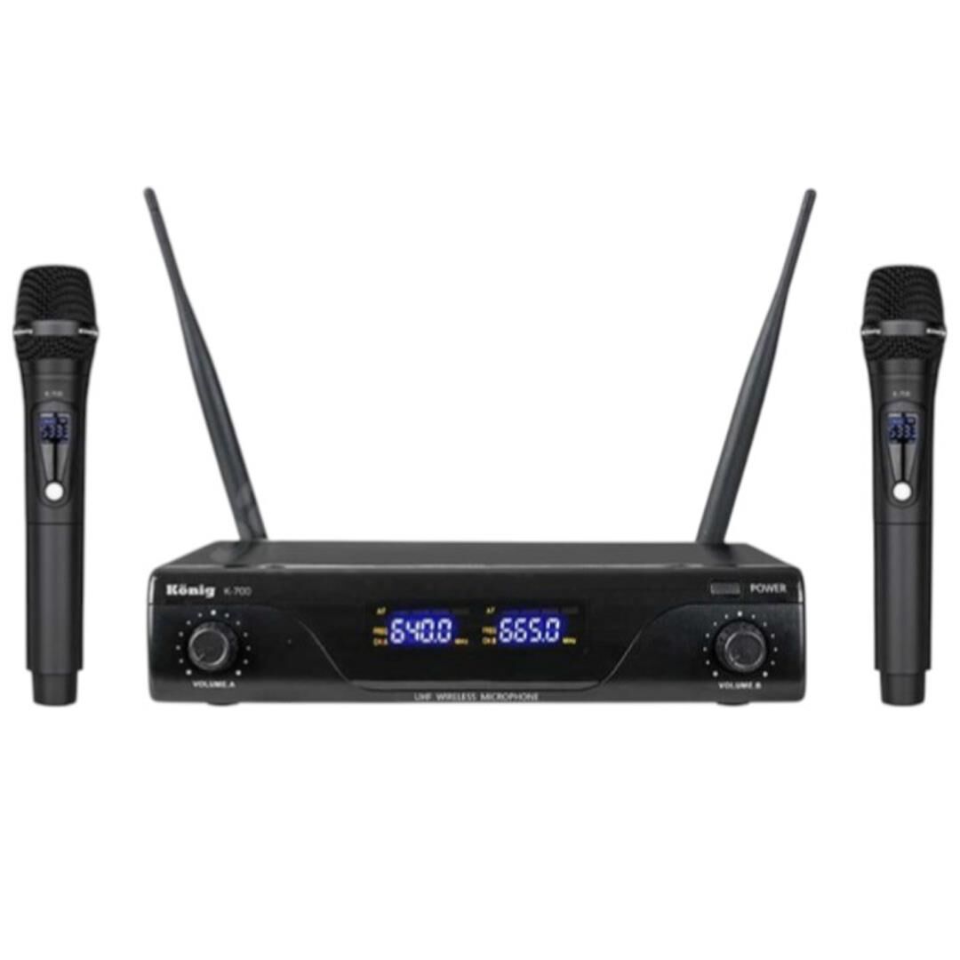 König K-700 E-E Profesyonel 663-694Mhz 2 El 2 Kanal Uhf 2X50 Kablosuz Telsiz Mikrofon