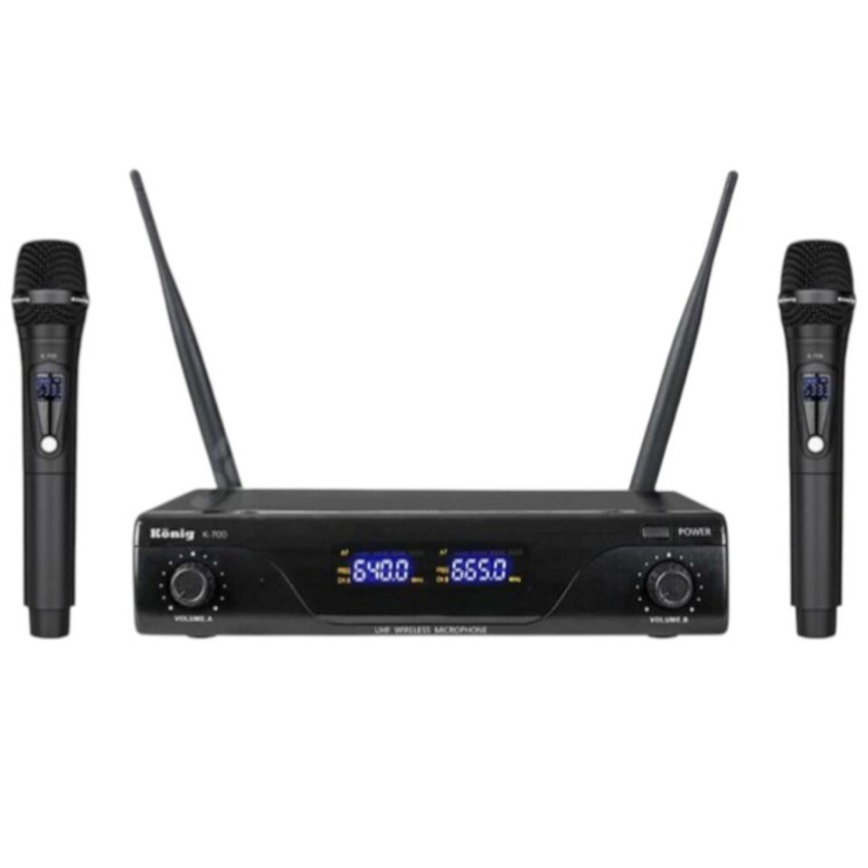 König K-700 E-E Profesyonel 663-694Mhz 2 El 2 Kanal Uhf 2X50 Kablosuz Telsiz Mikrofon