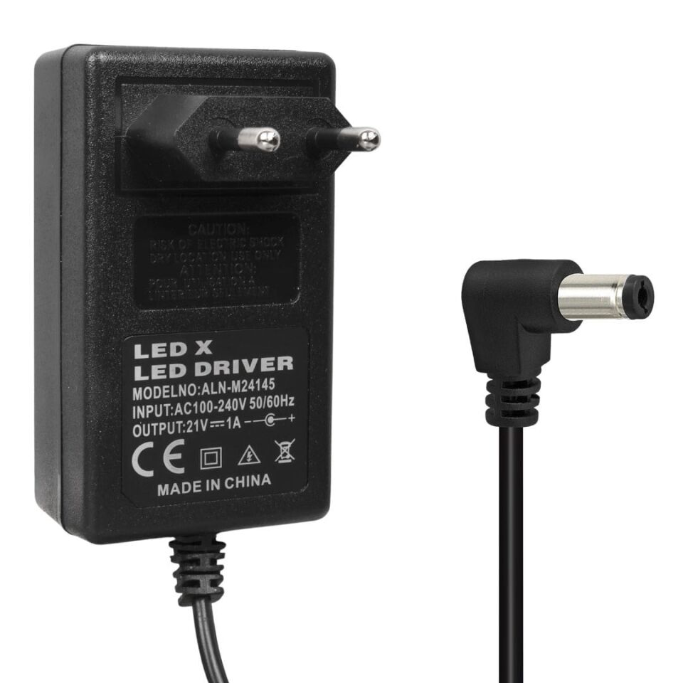 Powermaster PM-19255 21 Volt - 1 Amper - 21 Watt 5.5*2.5 Mm L Uçlu Şarjlı Matkap Adaptörü