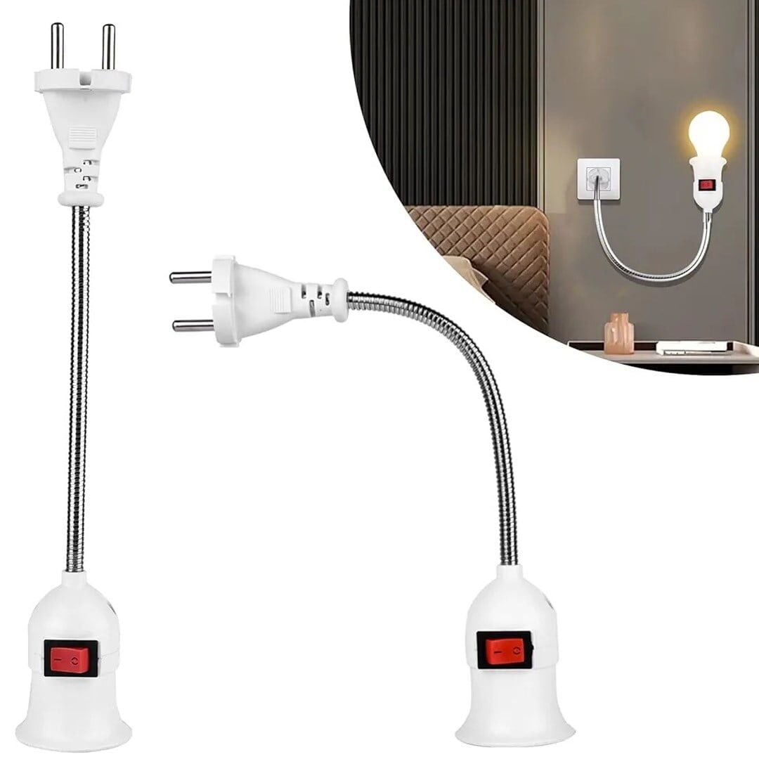 Ledx DY-112 Prizden E27 Duya Dönüştürücü 26Cm Spiralli Anahtarlı Duy Priz Tipi Esnek Duy