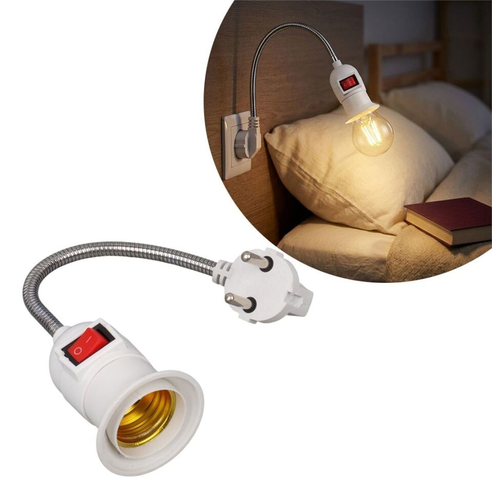 Ledx DY-112 Prizden E27 Duya Dönüştürücü 26Cm Spiralli Anahtarlı Duy