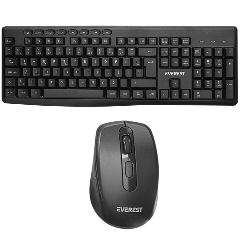 Everest KM-719 Siyah 2İn1 Kablosuz Q Multimedia Klavye + Mouse Set