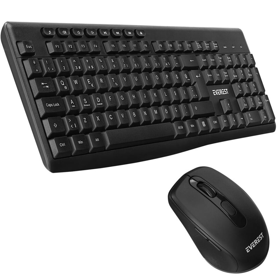 Everest KM-719 Siyah 2İn1 Kablosuz Q Multimedia Klavye + Mouse Set