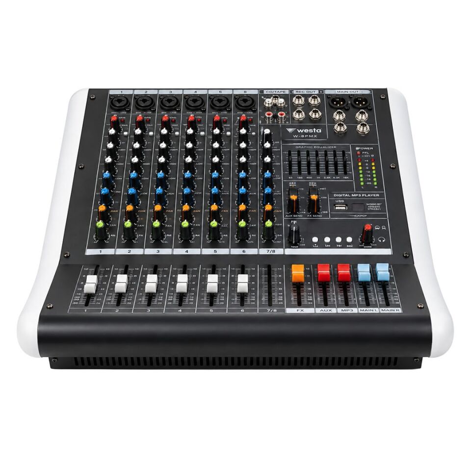 Westa WM-8PMX 2X400w 8 Kanal Power Mikser USB, Bluetooth 32DSP Dijital Profesyonel Ses Mikseri